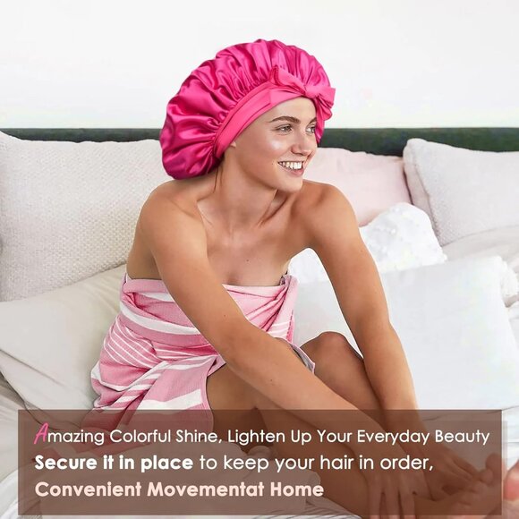 Silk-Satin Bonnet Hair Wrap for Sleeping with Bow Tie Band - Picture 3 of 8